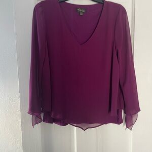 Thalia Sodi Deep Purple V-Neck Blouse